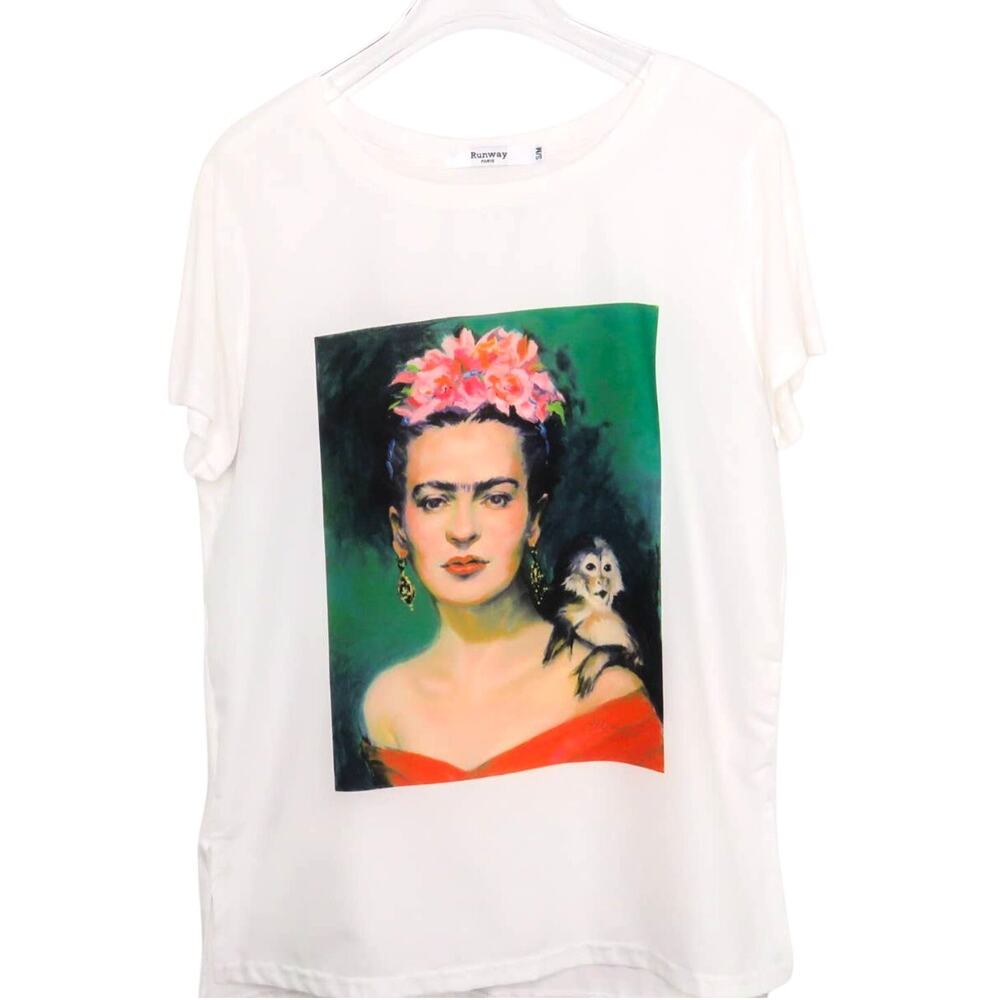 Urban Outfitters Frida Kahlo White Graphic Crewneck T-Shirt Women's Small - Picture 4 of 8